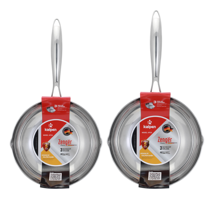 BỘ CHẢO INOX KALPEN ZENGER 20 CM, 24CM, 26CM, 28CM
