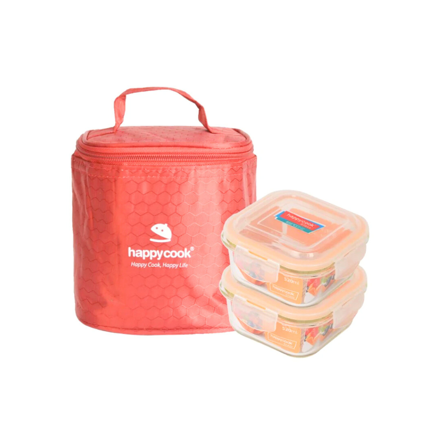 BỘ HỘP THỦY TINH VUÔNG HAPPY COOK 2PCS 520ML HCG-02SB (BỘ)